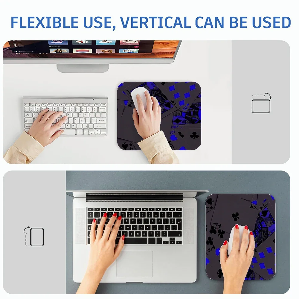 Mouse Pad Vintage Poker Card Ace Pattern Non‑Slip Rubber Base Stitched Edge Mouse Mat for Computer Laptop Gamer Home Office