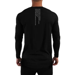 Maglietta a maniche lunghe in cotone da palestra maglietta Slim Fit da allenamento Fitness da uomo maglietta da allenamento sportiva per Bodybuilding abbigliamento Casual autunnale