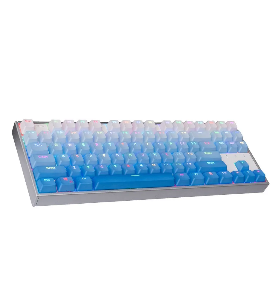 Keycap Personalized keycap PBT two-color infection OEM height 75/84/87/96 gradual change blue engraved light transmission