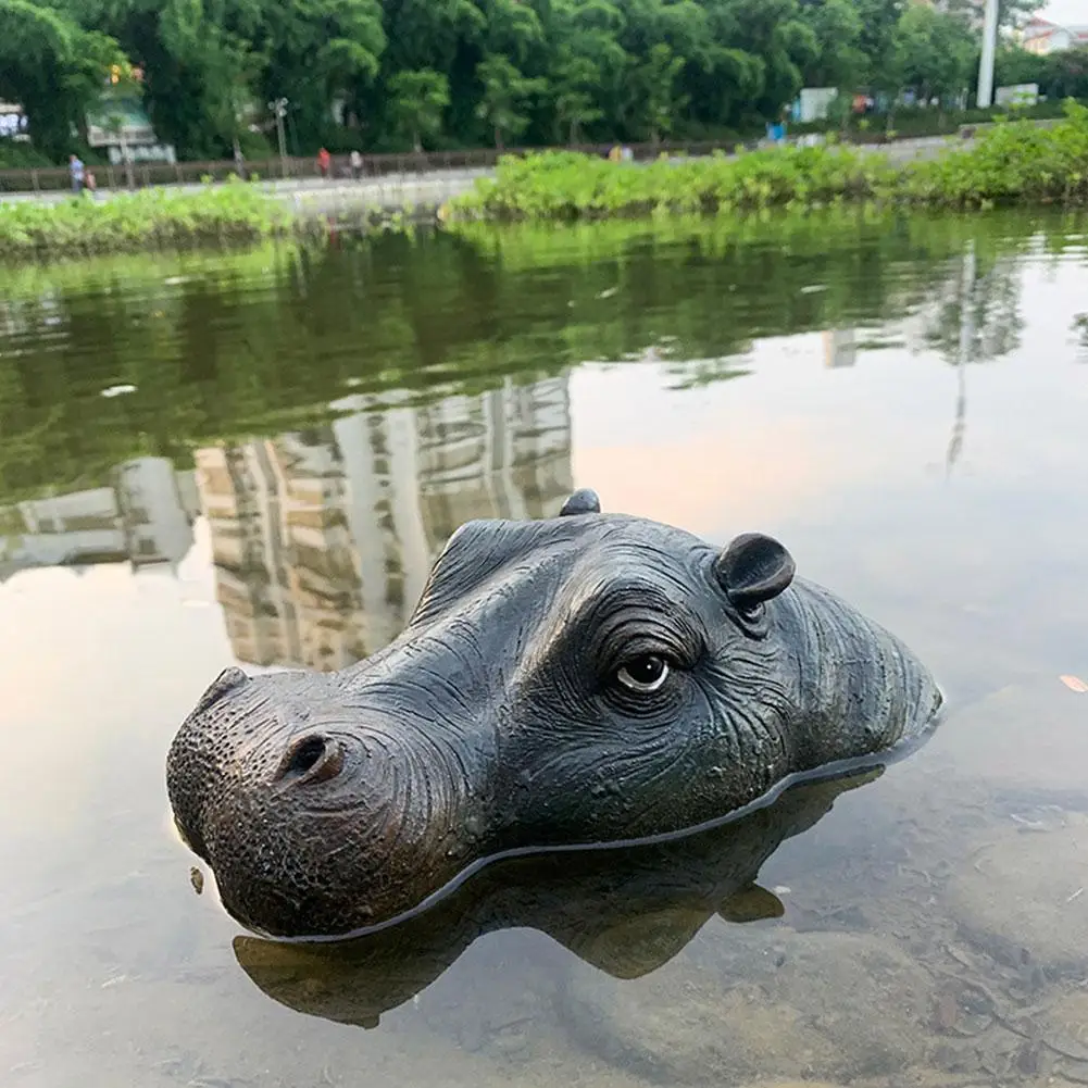 

Garden Pond Floating Animal Ornaments Hippo Head Shark Back Simulation Floating Water Home Garden Hippo Pool Floater Decorations