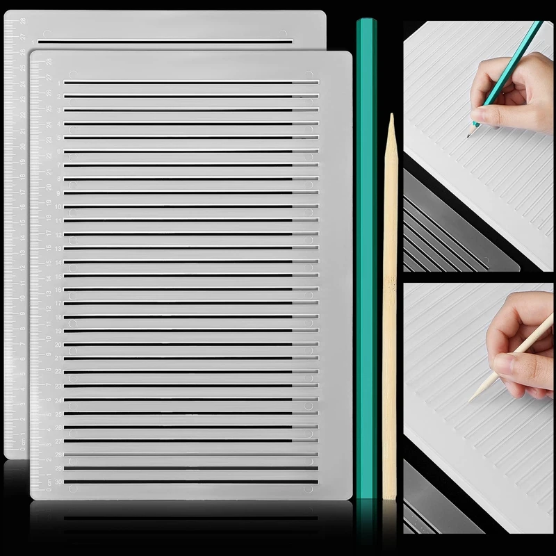 T04C-2 Pcs Plastic Straight Line Stencil Template For Journaling