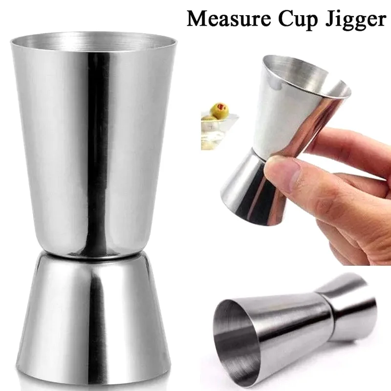 25/50ML Stainless Steel Cocktail Shaker Measure Cup Dual Shot Drink Spirit Measure Jigger Kitchen Bar Tools