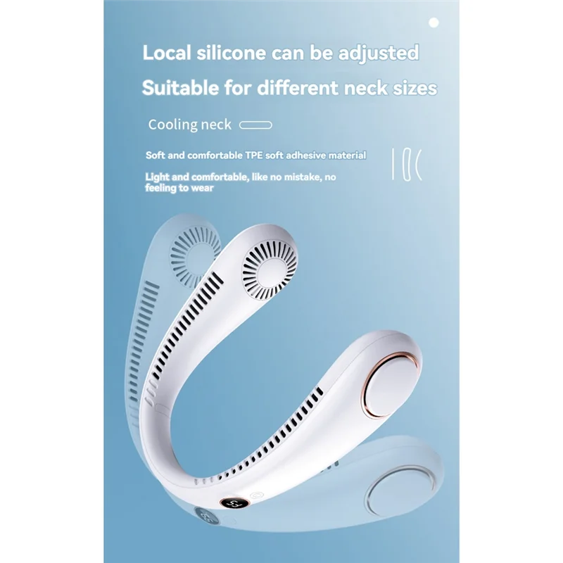 

A45M-Portable 3-Speed Wind Speed Neck Fan Full-Area Cooling Neck Hanging Fan Dual-Turbine Surround Wind