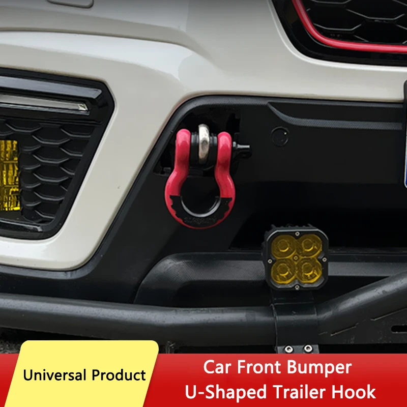 QHCP Car Front Bumper U-Shaped Trailer Hook Modification Accessory Off-Road Rescue Hook Haulage Tow Truck Hook For Subaru Series