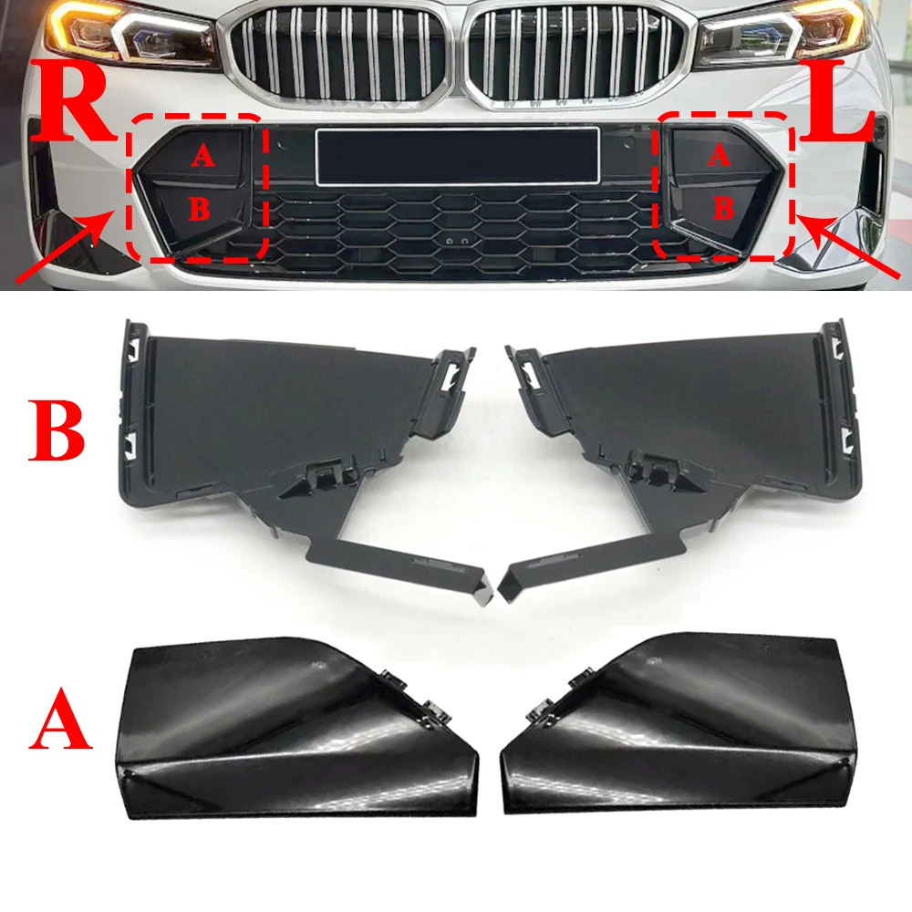 

Front Bumper Trailer Towing Hook Eye Hole Cap Grille Screen Air Intake Cover Plate For BMW 3 G20 G21 M340i 320i M Sport 23-25