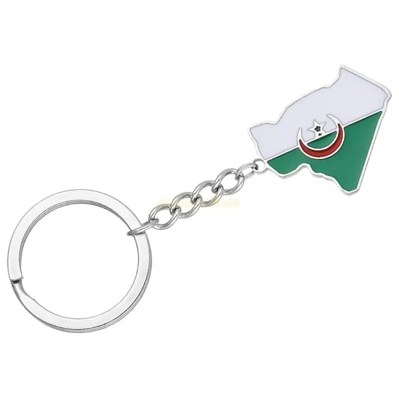 31BF الجزائر خريطة العلم سلسلة مفاتيح الفولاذ المقاوم للصدأ سحر قلادة المجوهرات