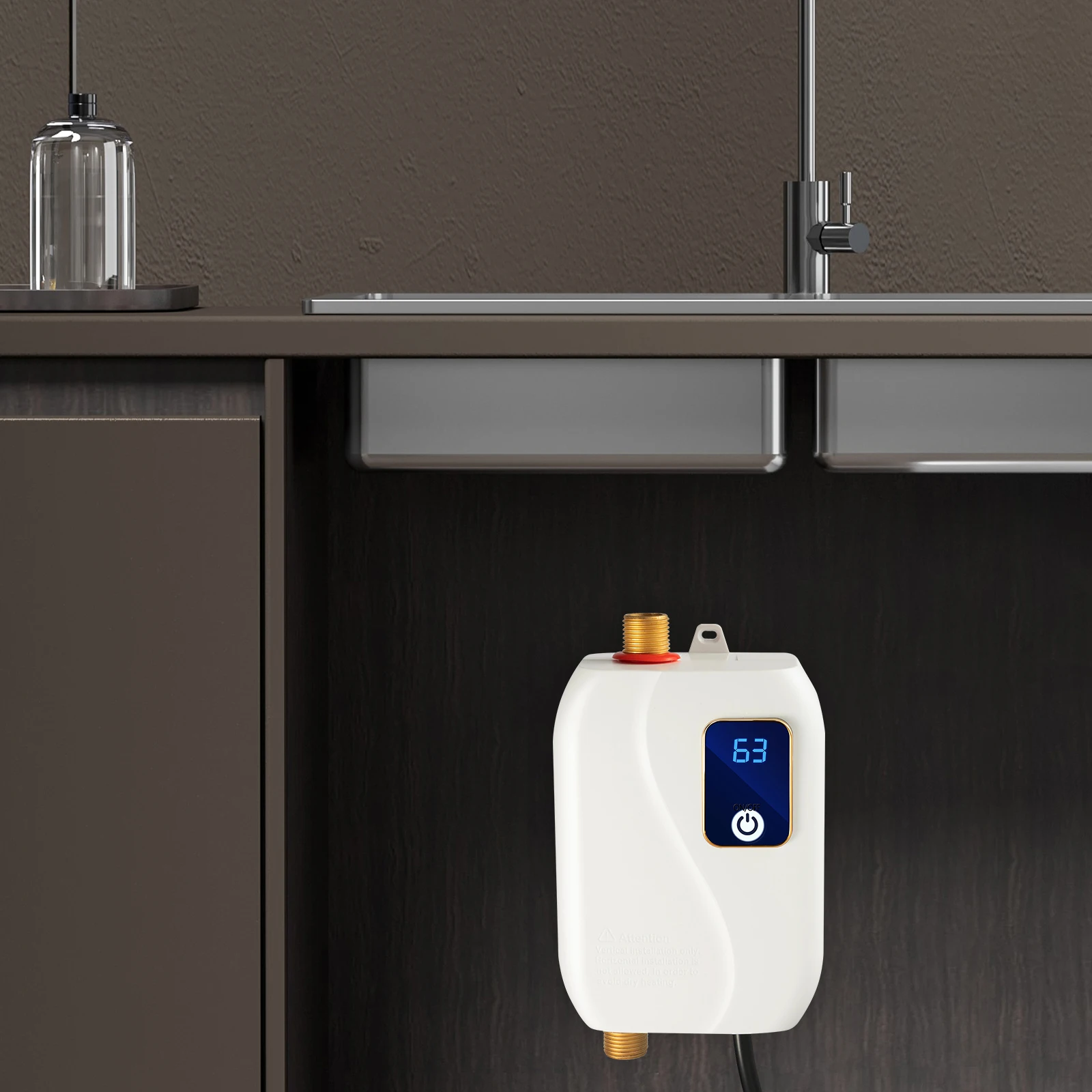 Electric Water Heater-110V Small Instant Hot Water Heater Under Sink Plug in Tankless Water Heater on Demand with LCD for Home