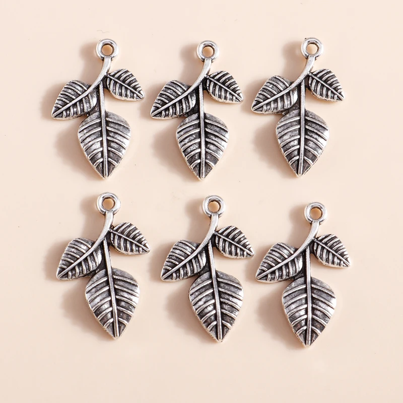 20 Stück niedliche Anhänger aus Legierung in Form von Pflanzen, Blumen, Bäumen und Blättern für die Schmuckherstellung, Ohrringe, Anhänger, Halsketten, Armbänder, DIY-Bastelzubehör – Detail 20