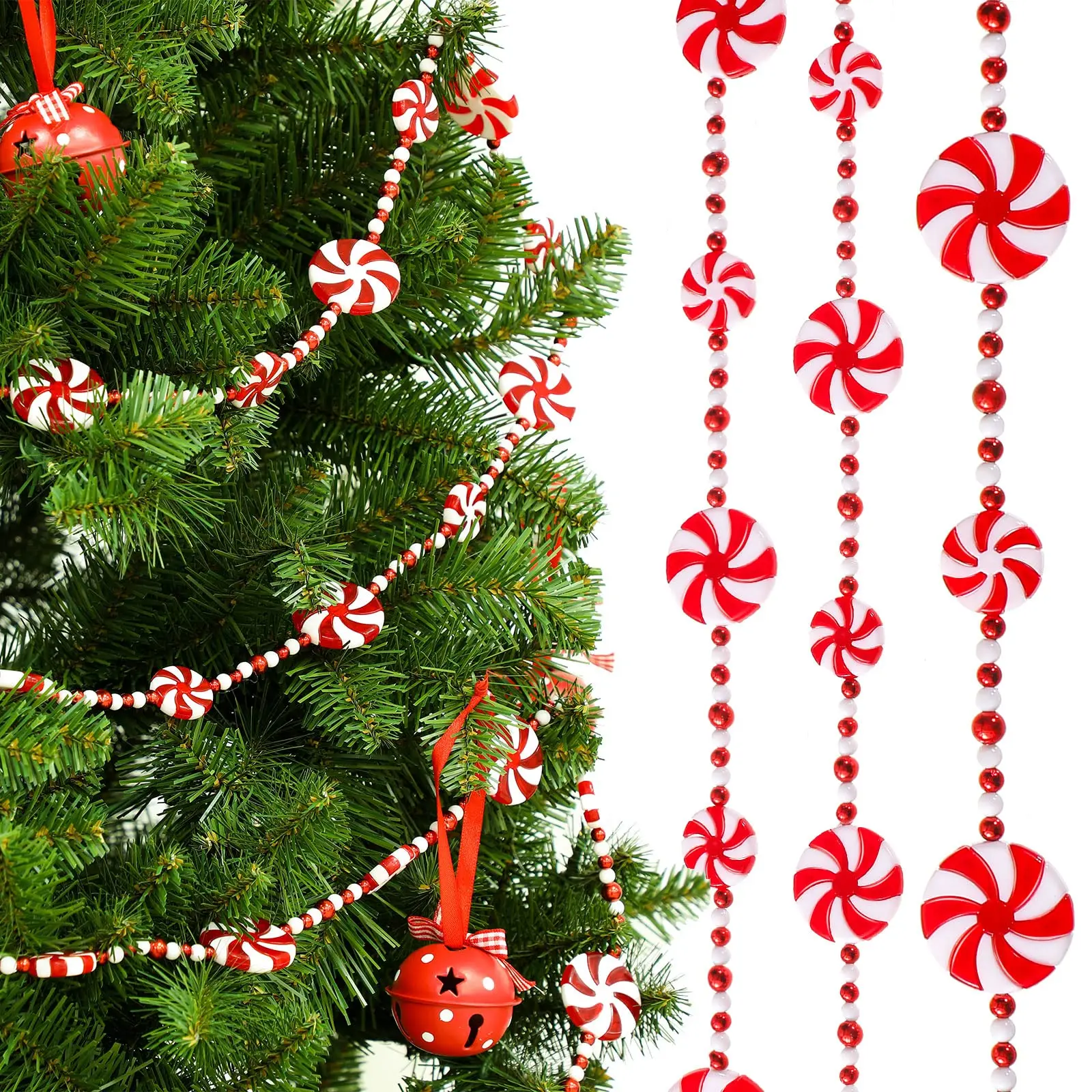 

10 Feet Christmas Candy Garland Peppermint Candy Garland Christmas Decorations Fake Crystal Candy Decor Christmas Tree Garland