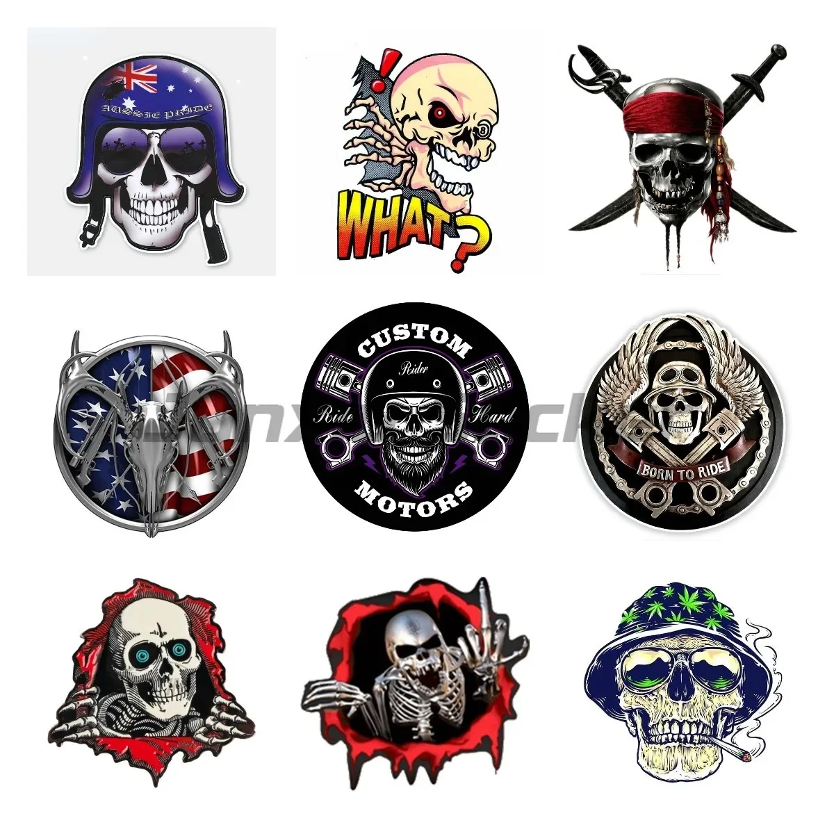 

Creative Cafe Racer Skull Pistons Car Helmet Sticker Waterproof Scratch Cover Decal PVC Decoration Accessories
