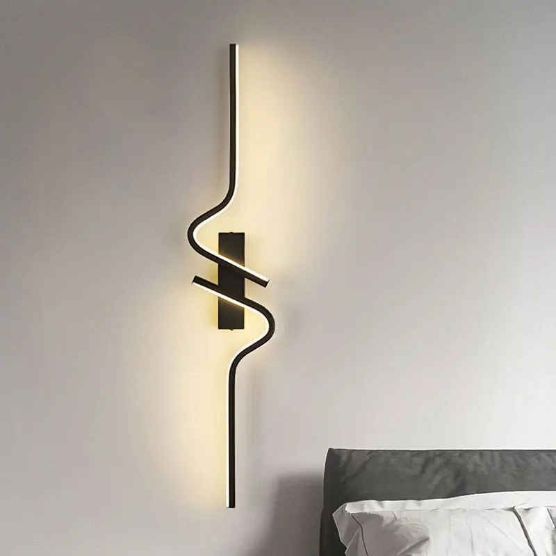 ในร่ม LED Strip โคมไฟ AC85-265V Wall Light สําหรับข้างเตียง Corridor โซฟาพื้นหลัง Up & Down สีดํา Wall Sconce สําหรับห้องนั่งเล่น