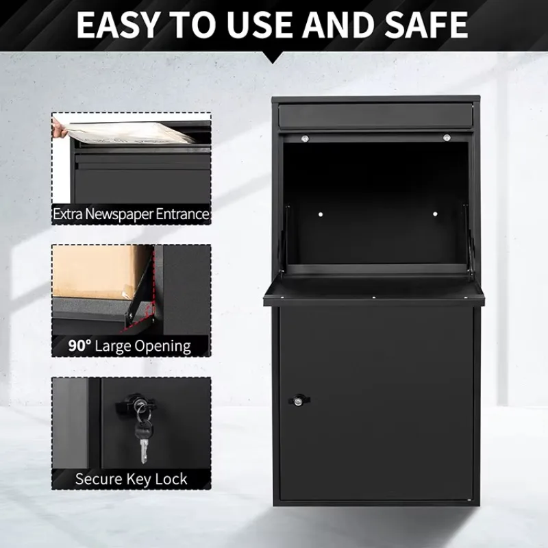 Galvanized Steel Envelope Slot Design Weatherproof Delivery Parcel Box for Outdoor Porch  Parcel Drop Box Extra Large
