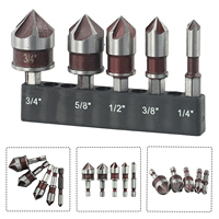 5pcs Hexagonal Shank 82 Degree 5 Flute Chamferer Metal M35 Cobalt Countersink Drill Bit Set Woodworking Hole Opener Tool