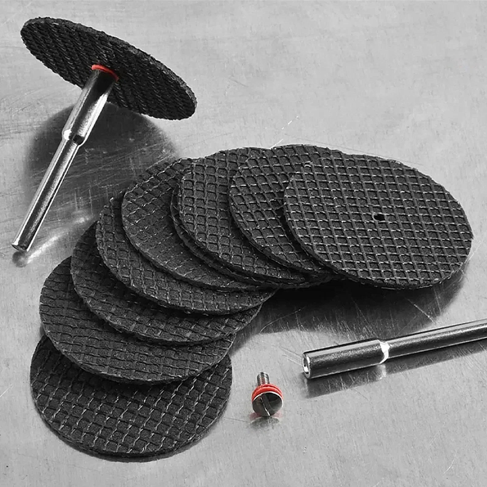 10Pcs Rotary Tool Cut Off Wheels 1-1/4'' Reinforced Fiberglass Cutting Wheel Discs with 2Pcs 402 Mandrels for Cutting Metal