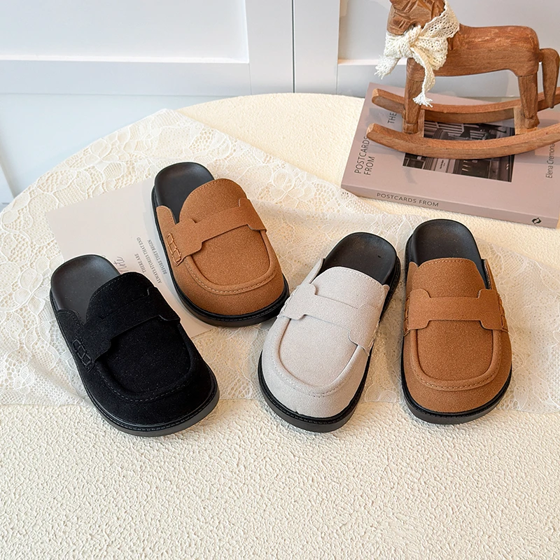

Kids Suede Mule Loafers Retro Soft Non-slip Sole Cushioned Insole Slip-on Shoes for Boys Girls Indoor Outdoor Daily Casual Wear
