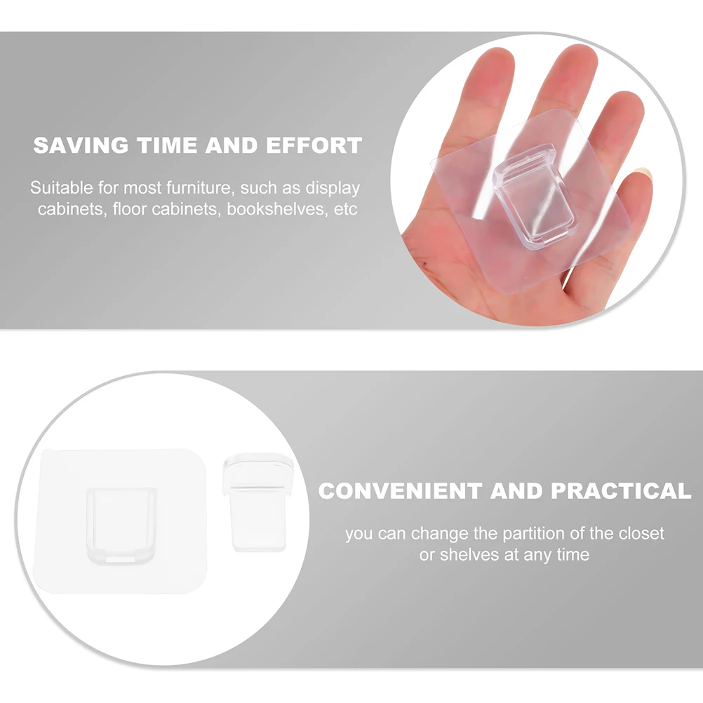 

16 Pcs Shelves Shelf Dividers for Wardrobe Adhesive Wall Heavy Cabinet Clips Plastic