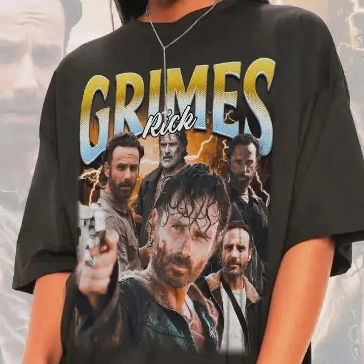 Camiseta Vintage Y2k de la Serie de TV The Walking Dead, con Estampado Gráfico Icónico de Daryl y Rick Grimes con Arco, Manga Corta, Unisex, Casual