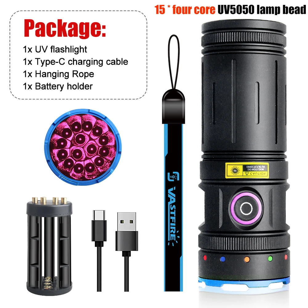 15x LED 365nm High Power UV Taschenlampe Schwarzlicht Katze Hund Urinfleck Tinea Erz Geld Skorpion Marker Wiederaufladbare UV Taschenlampe lampe