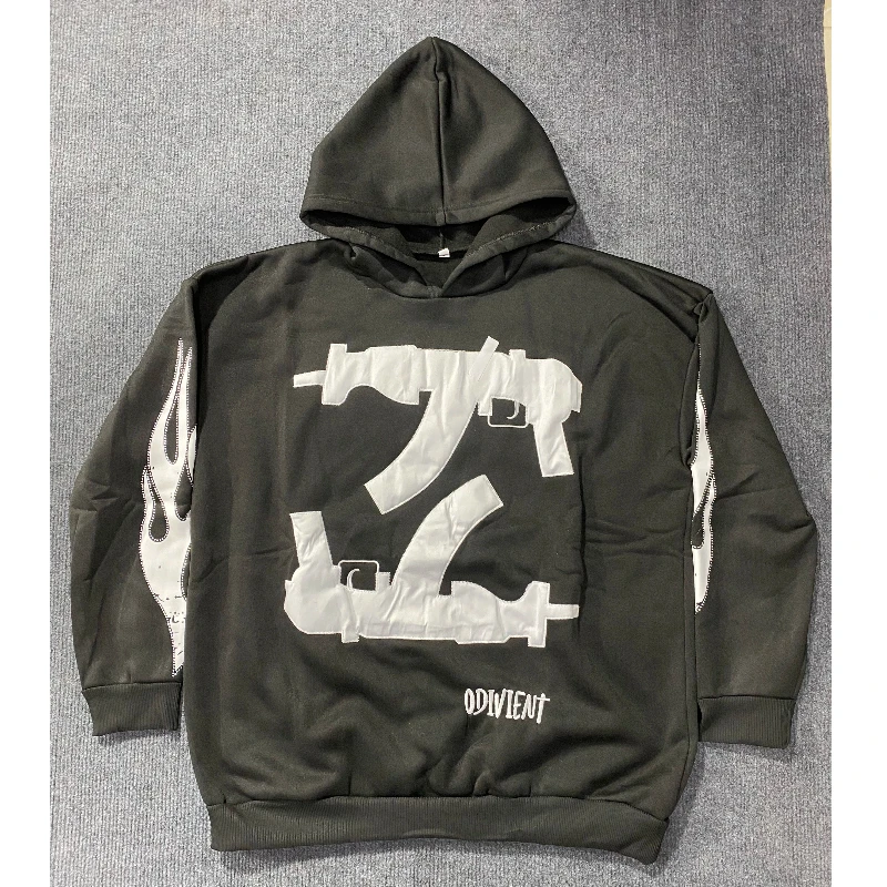 

Sweatshirt with adhesive fabric hoodie, men's and women's original style with adhesive fabric letters, fashionable sportswear