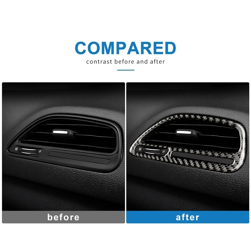 Super Sale Carbon Fiber for Dodge Challenger 2015-2021 Accessories Driver Center Console Dash Trim Air Outlet Cover Sticker