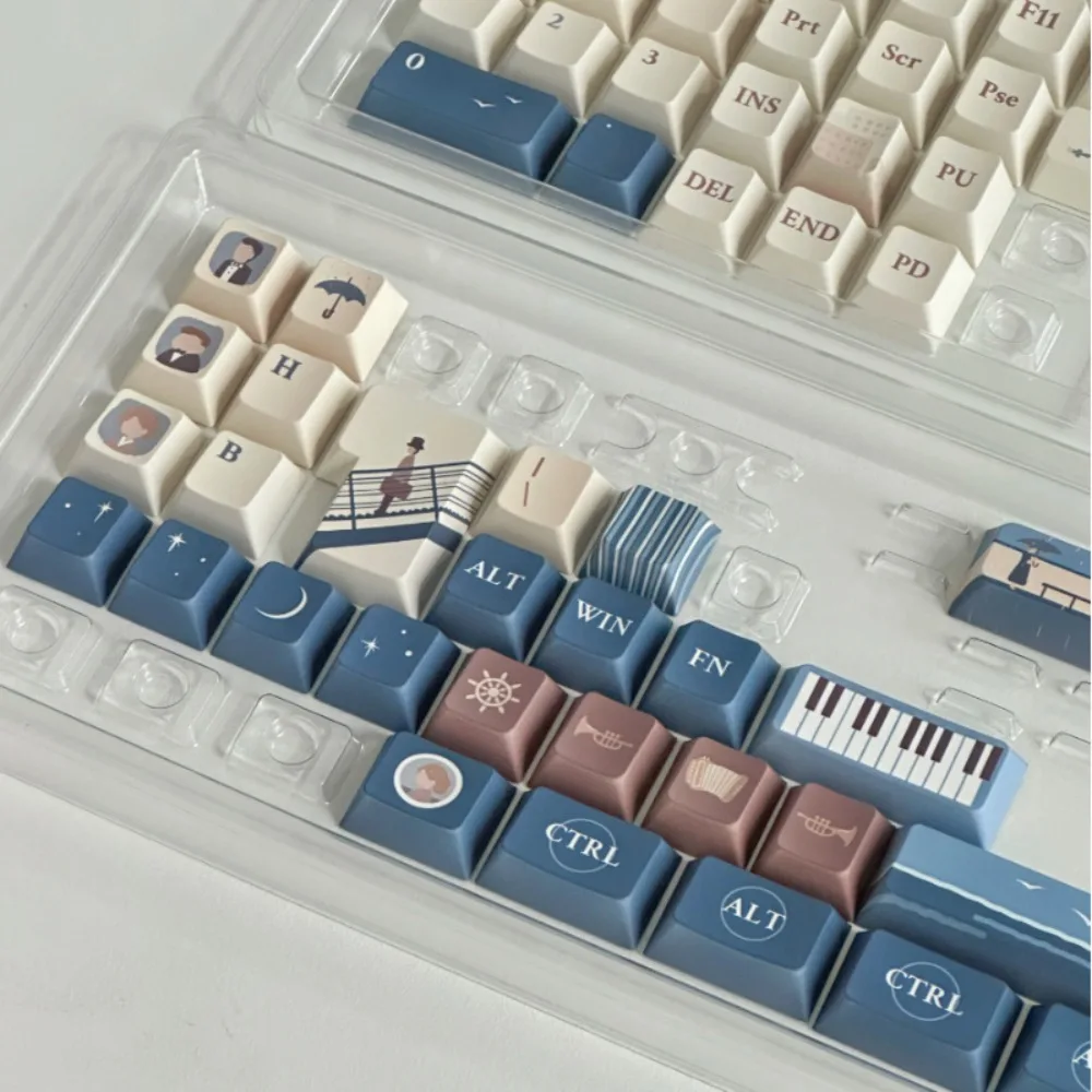 Imagem -06 - Sea Pianist Tema Keycap Pbt 142 Key Custom Custom Keycap Teclado Personalizado Cherry Perfil Gaming Keycap para Teclado Mecânico o