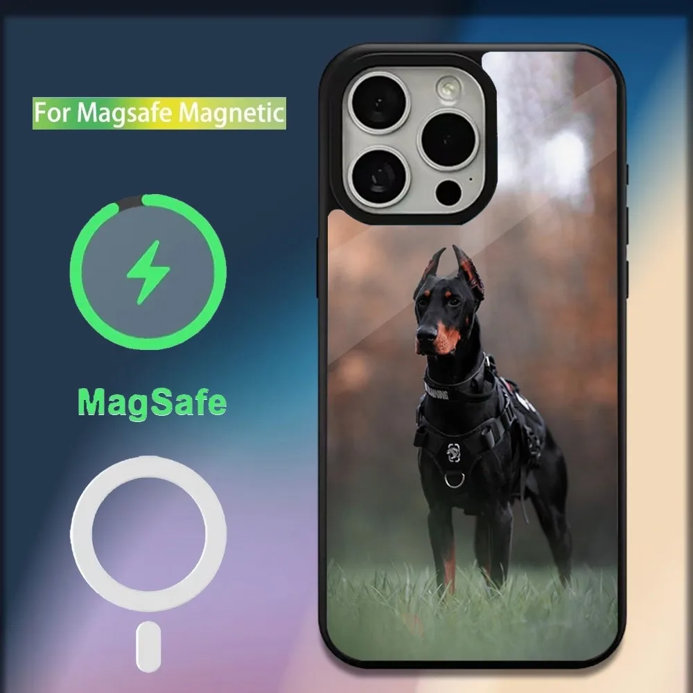 Animal Dachshund Doberman Dog Phone Case For iPhone 16,15,14,13,12,11,Plus,Pro,Max,Mini Magsafe Magnetic Wireless Charging