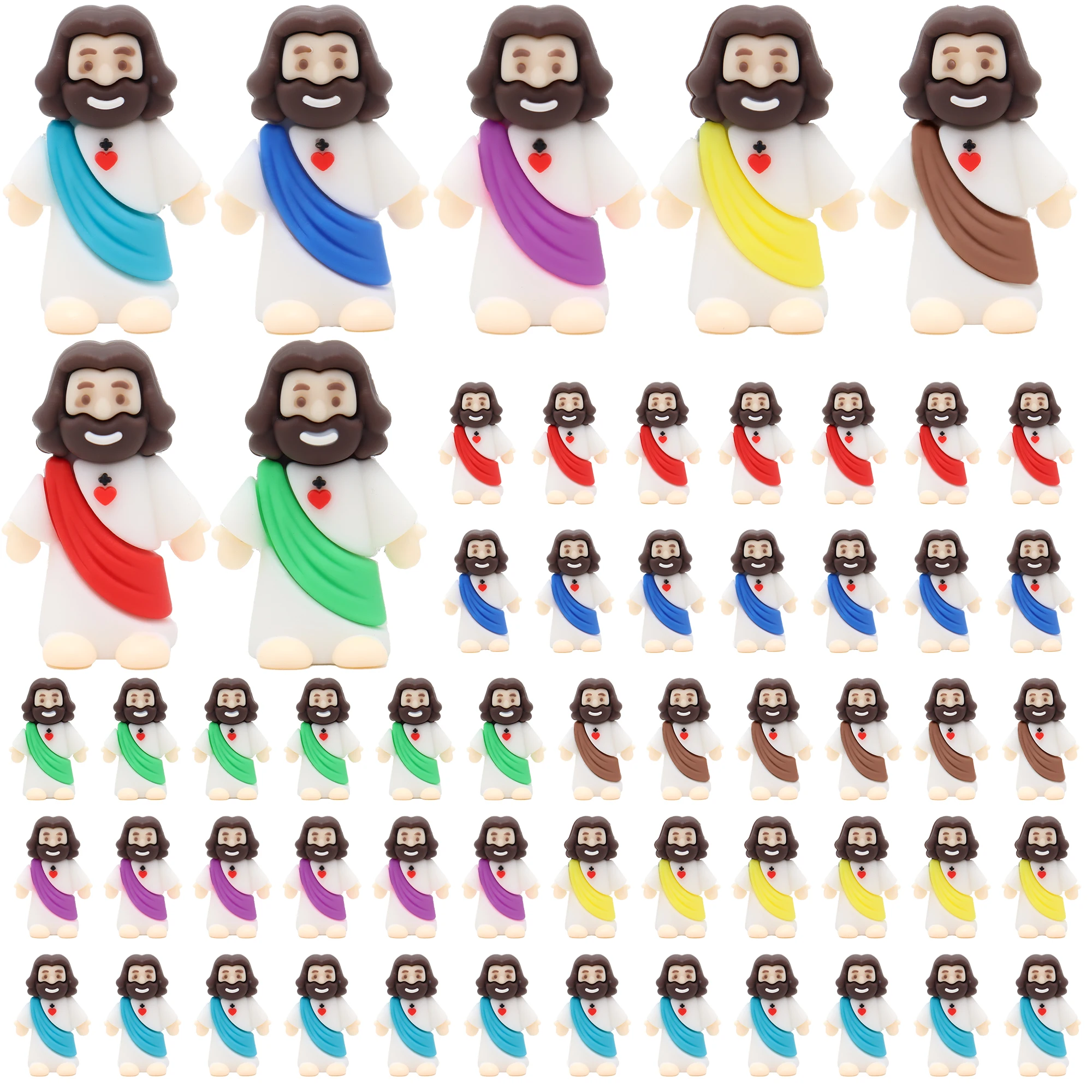 

50pcs mini Jesus Decorations 7 colors Jesus Statues Desktop Decorations Party Gifts Decorations Savior Easter Gifts