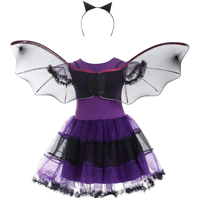 2024 Halloween Cosplay Vampire Dress Girl Kids Princess Dress Up Christmas Costume Children Carnival Party Disguise