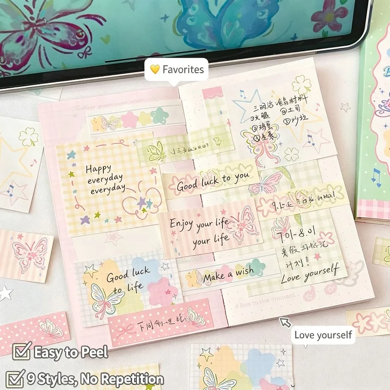 Cute Butterfly Tri‑Fold Sticky Notes 9 Styles Self‑Adhesive Memo Pad Note Paper for School Office Stationery Supplies
