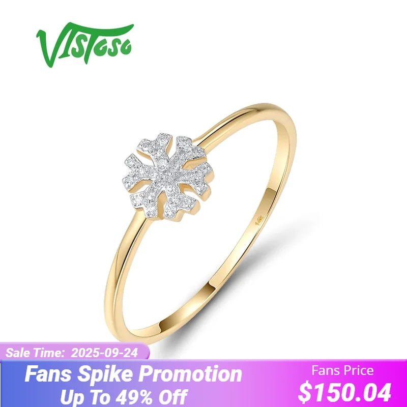 

VISTOSO Authentic 14K 585 Yellow Gold Ring For Women Sparkling Diamond Stackable Snow Creative Wedding Anniversary Fine Jewelry