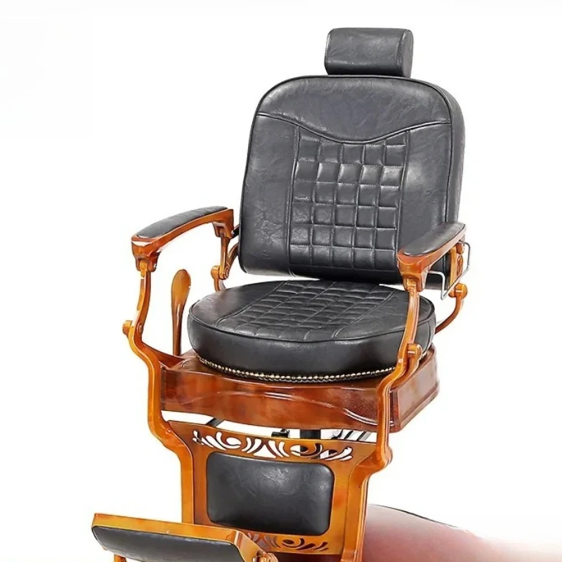 

LMM Hydraulic Professional Salon Chair Rotatable and reclining with towel rack Heavy duty retro hair salon chair