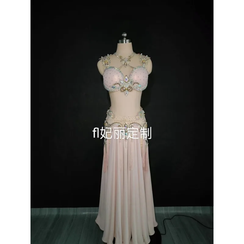 

Customized Belly Dance Clothing Performance Competition Costume Oriental Dance Big Swing Double Slit Skirt Belly Dancing Bra