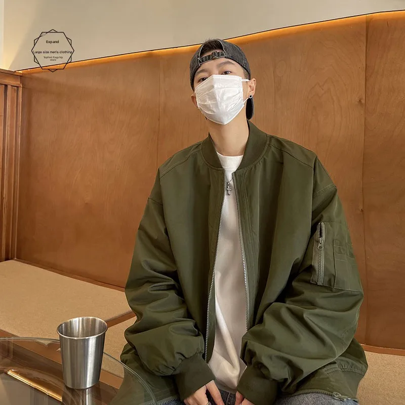 

Мужская бейсбольная куртка в стиле милитари с подкладкой на плечах, весна-осень, в американском стиле High Street, барочный стиль, Cleanfit