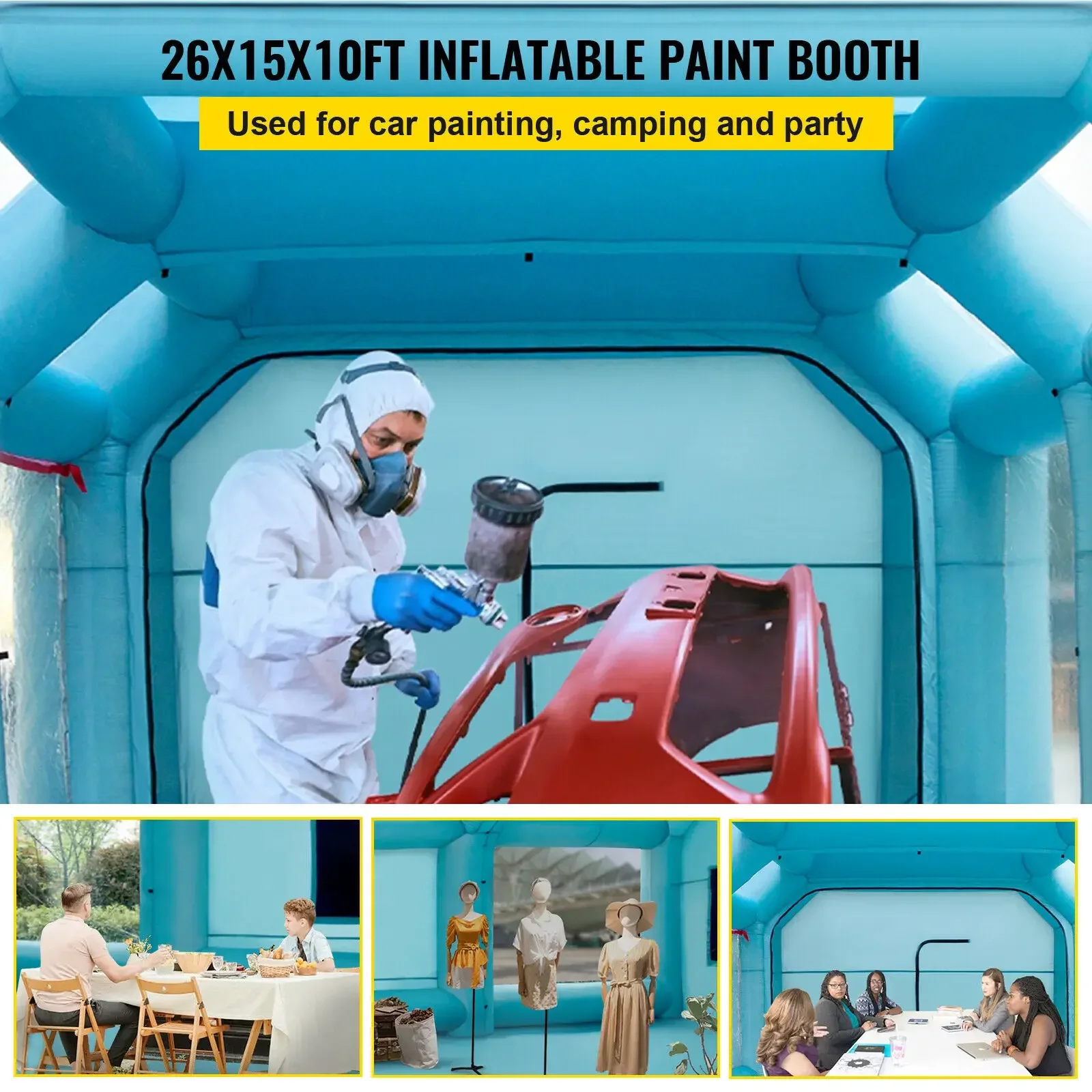 Inflatable Paint Booth Carport Car Paint Booth Tent W/ Blowers Car Workstation Mobile Shelter Room Airbrush Outdoor Garage