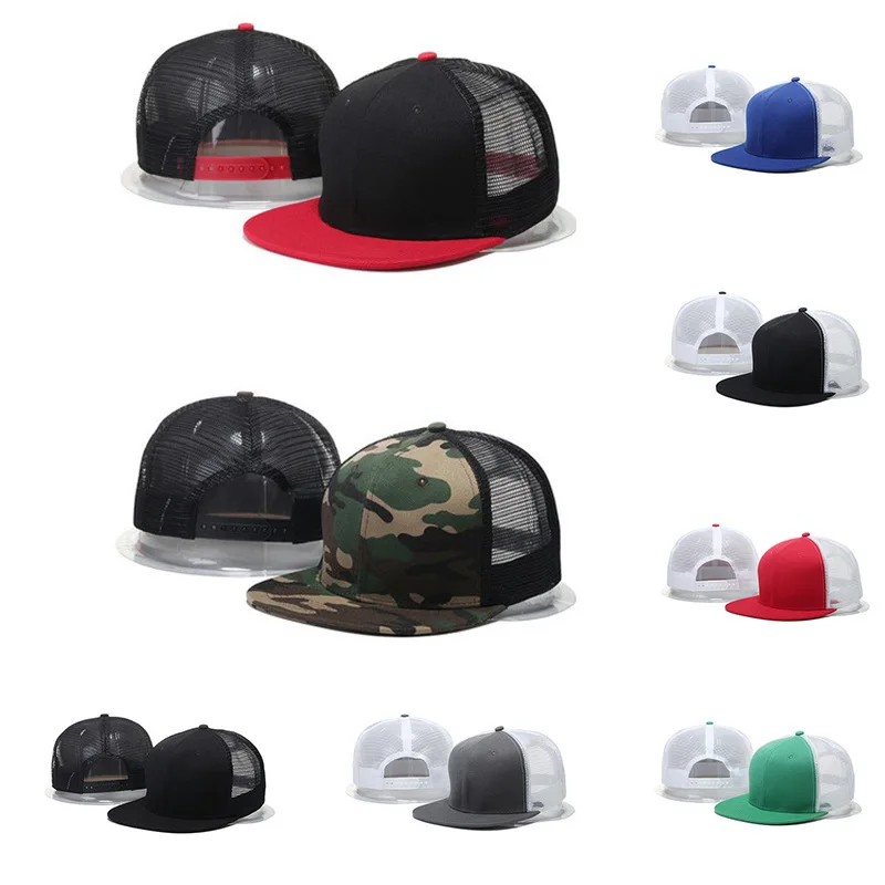 

Fashionable and minimalist men's baseball cap, high-quality color blocked high street trendy brand flat edge breathable mesh cap