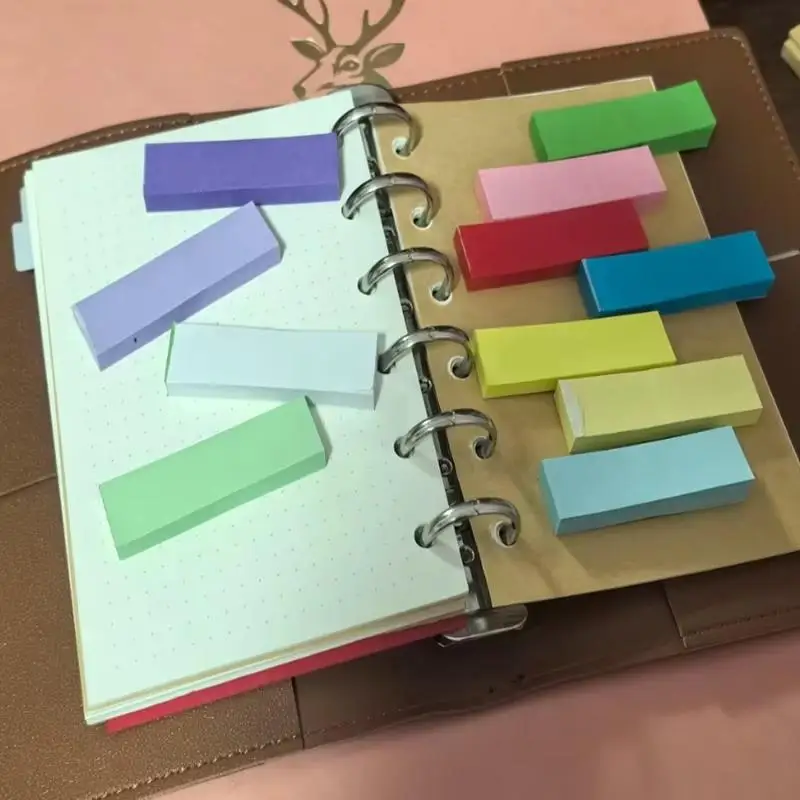 Mini Self-Stick Label Notes 11 Bright Colors Tearable Sticky Note Paper Portable for Student School Office Page Marking Planner