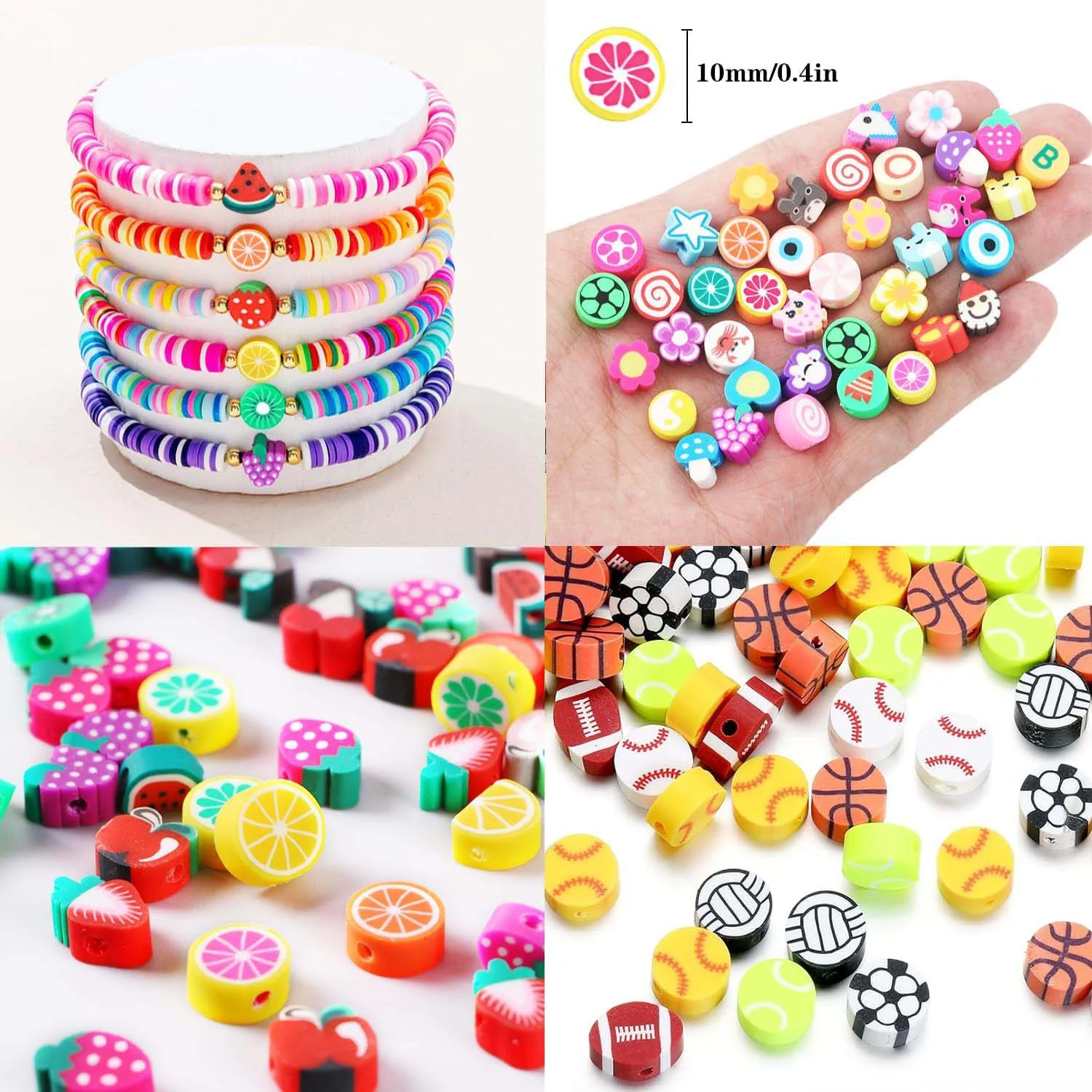 800pcs fruit series DIY polymer clay bracelet making set, 24 different patterns, is the best choice for gifts