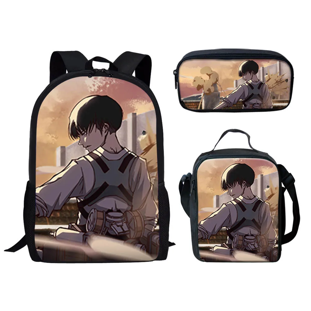 

Classic Creative Funny Attack on Titan 3D Print 3pcs/Set pupil School Bags Laptop Daypack Backpack Lunch bag Pencil Case