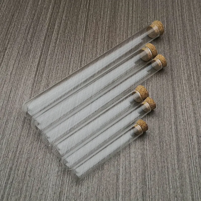 

20pcs/lot DIA 12mm 13mm 15mm 18mm Clear Lab Glass Test Tube with Cork Stoppers Round Bottom Tube Container Laboratory Supplies