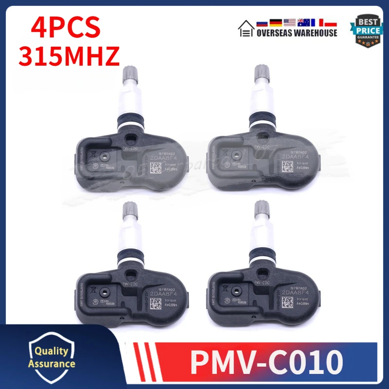 4PCS TPMS Car Tire Pressure Monitor System Sensor PMV-C010 42607-52020 For Toyota Avalon Camry RAV4 Tacoma Land Cruiser 315Mhz