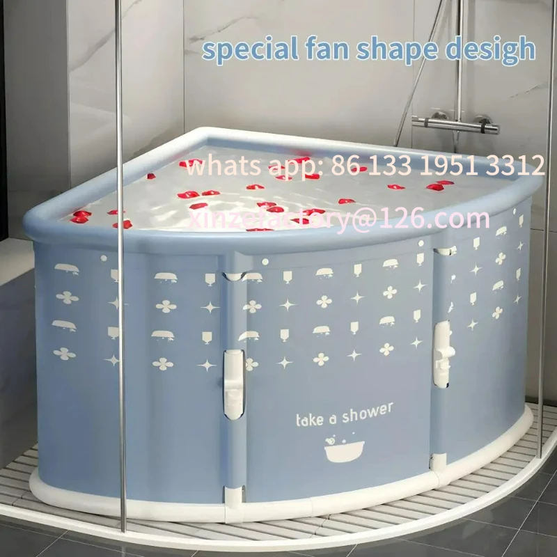 

Customizable Fan-shaped Foldable Bathtub Freestanding Surround Collapsible Tub Portable Bathtub for Adult