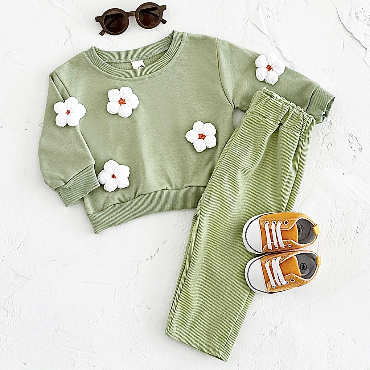 2024 Newborn Baby Clothes Boys Girls Toddler Suit Warm Cotton Comfortable Spring Autumn Star Flower Pullover Top+Loose Pants