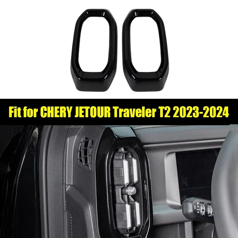 New! Car Air Outlet Frame Suitable for Jetour Traveller T2 2023 Center Control Air Outlet ABS Black Warrior Car Interior Trim Pa