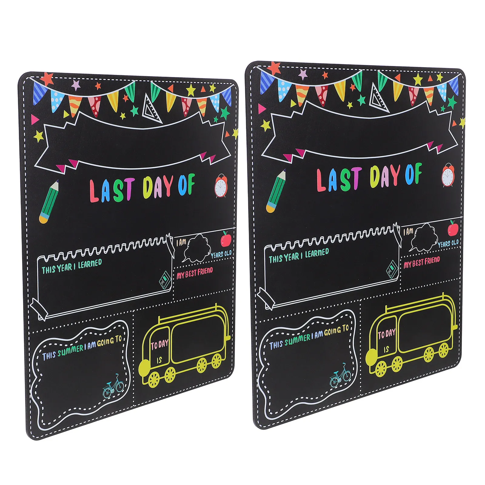 2 Pcs Back to School Board Elementary First Chalkboard Black Signs Photo Prop Double-side Blackboard