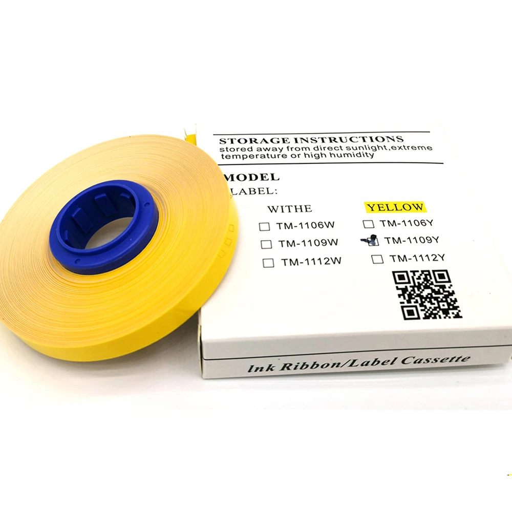 2PCS Tape Cassette TM-1106Y Yellow Label 6mm x 30m For Wire Marker Cabel ID Printer MK2500 MK2100 MK1100 M-1PRO 11C Typewriter