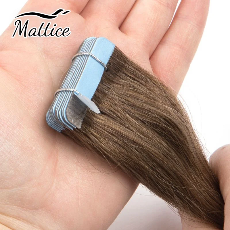 Fita em extensões de cabelo, cabelo humano real, reto, pele sem costura, trama, invisível, pré-gravado, cabelo loiro, 20pcs