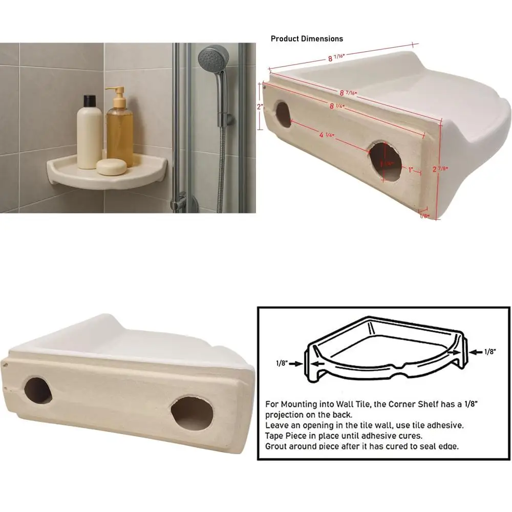 

Large Bone Almond Glazed Ceramic Shower Accessory Set - Professional Installation Required