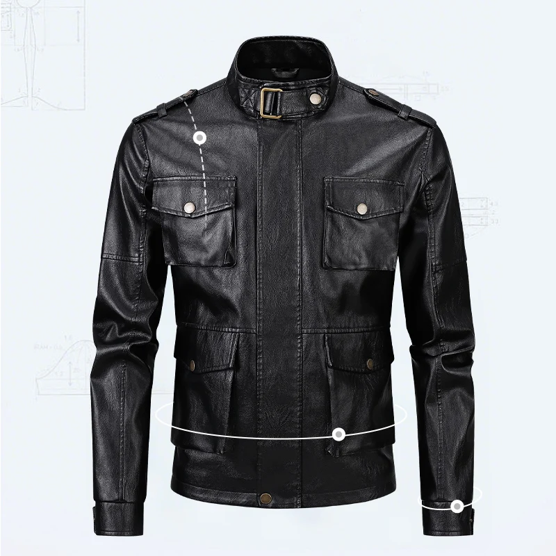 

Men's Autumn Winter New Outdoor High-quality Imitation Leather Jacket Comfortable Versatile Handsome Fashionable Trendy Jacket