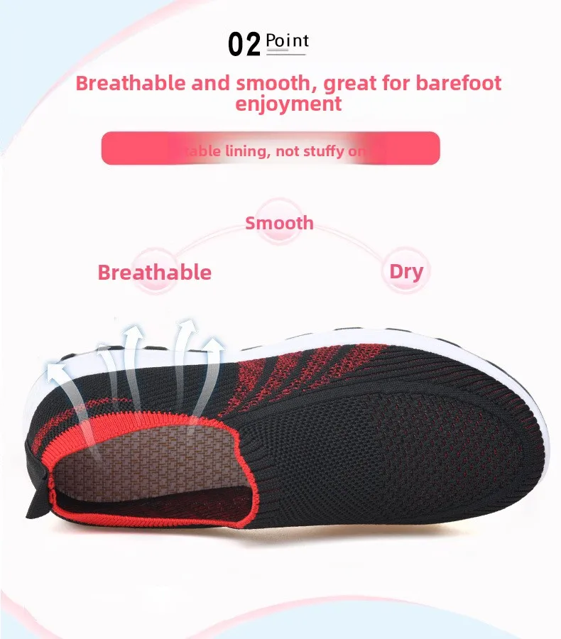 Damen-Sneaker aus Stricknetz, zum Überziehen, atmungsaktiv, leicht, mit weicher Sohle, rutschfest, für Freizeitaktivitäten, zum Spazierengehen, für ältere Damen, für den täglichen Gebrauch im Freien. – Detail 7