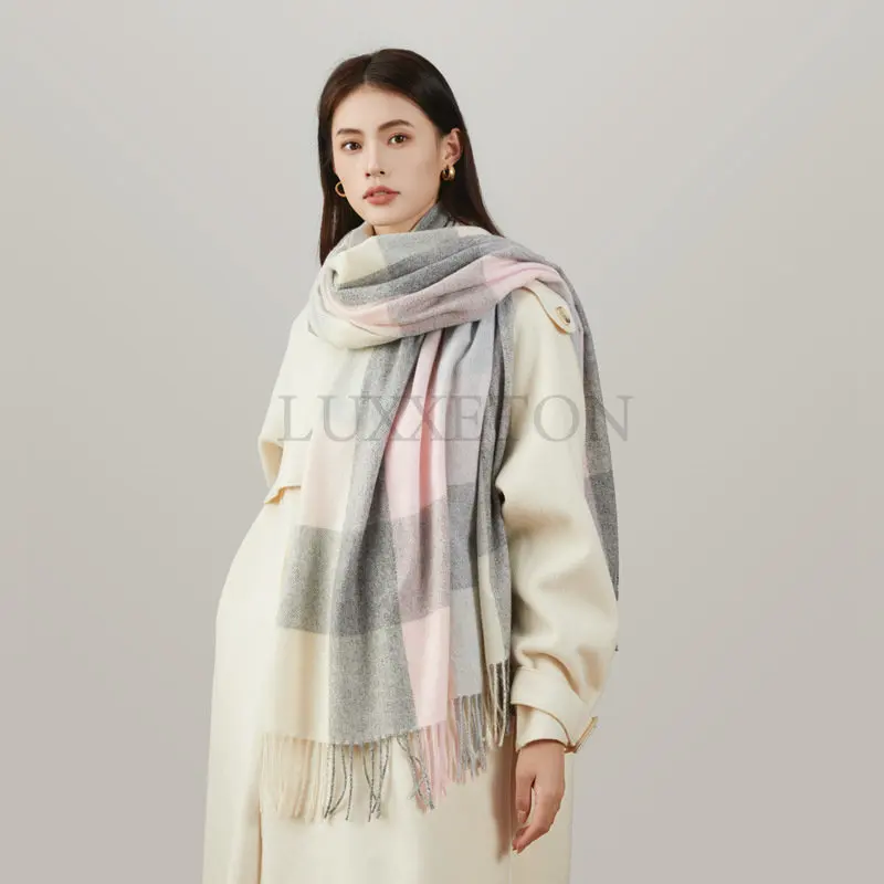 Scarf Women Luxury Korean Style Scarves Plaid Soft Bufandas Tassel Female Pink Foulard Jersey Pareo Echarpe Shawl